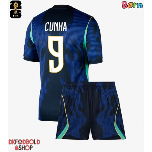 Brasilien Matheus Cunha #9 Udebanesæt Børn VM 2026 Kort ærmer (+ korte bukser)